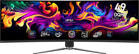 Ecran PC Gamer incurvé - MSI - 49 - DQHD - 144Hz - Dalle QD-OLED - 0,03ms - Ajustable en hauteur - MPG 491CQP QD-OLED