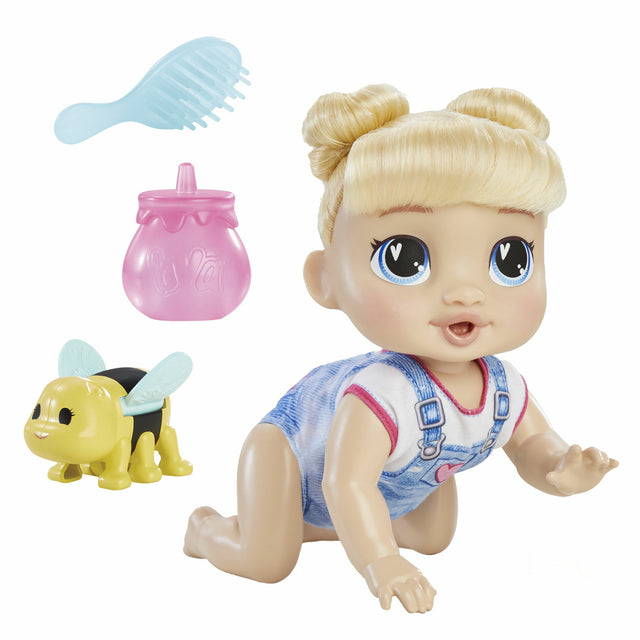 Baby Alive, Harper Hugs Marche a 4 pattes, poupée électronique de 27  cm marchant a 4 pattes, cheveux blonds, a partir de 3 ans