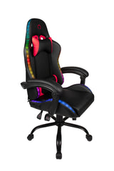 Chaise de bureau gaming - KONIX - Phantom - Éclairage RVB - Inclinaison 135° - Synthétique - Coussin lombaires et cervicaux - Noir