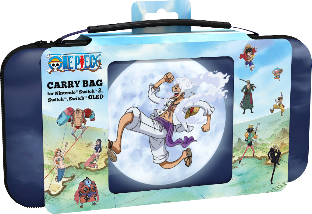 Housse de protection et transport - KONIX - One Piece Nintendo Switch 2 - Rangement accessoires - Motif Luffy Gear 5 - Bleu