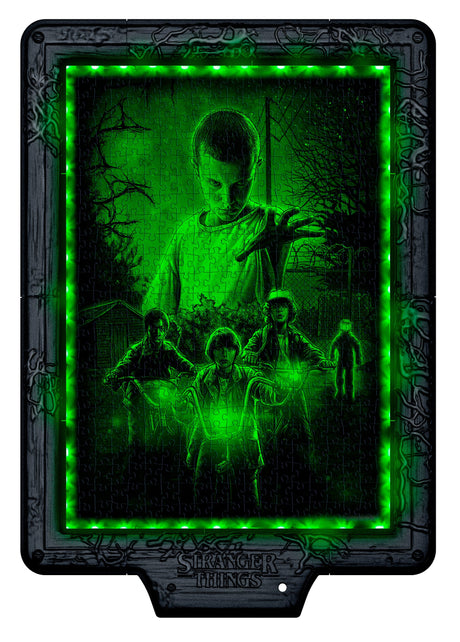 Puzzle Cadre Lumineux Le Monde a l'Envers - CLEMENTONI - Stranger Things - 520 pieces - Effets Visuels LED - 14 Ans -Série Netflix