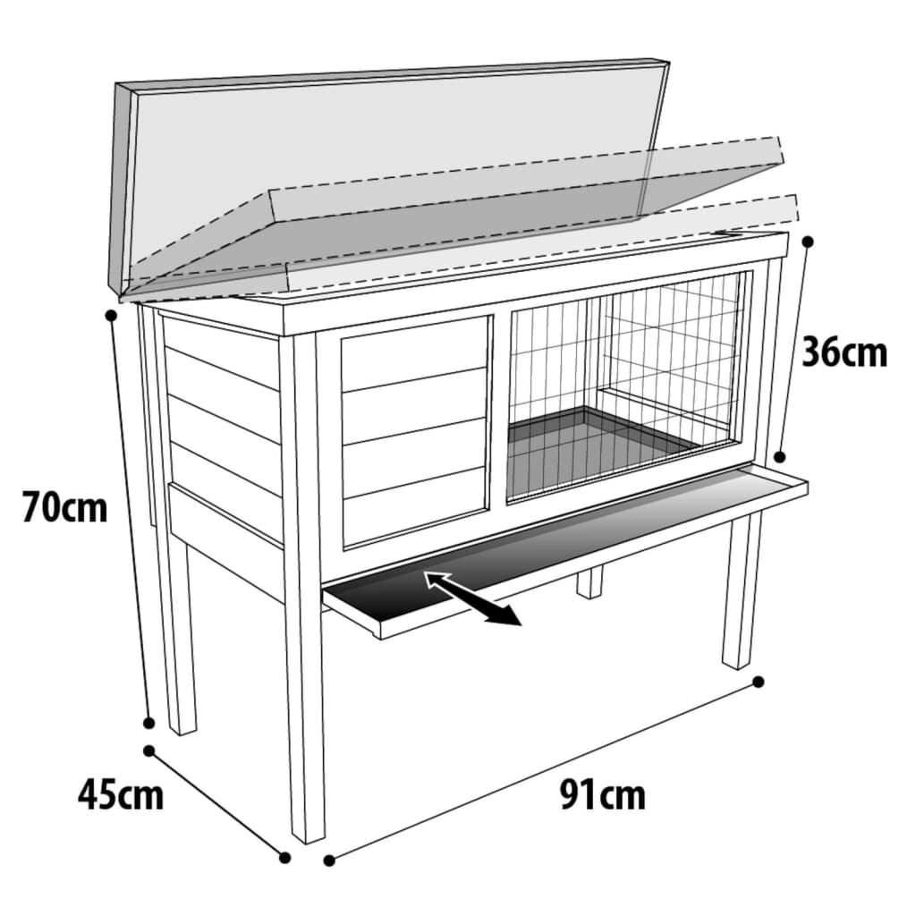 FLAMINGO Rabbit Hutch 90 91x45x70 cm Brown