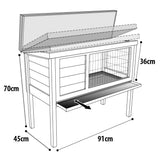 FLAMINGO Rabbit Hutch 90 91x45x70 cm Brown