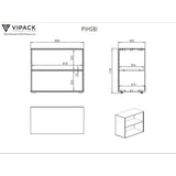 Vipack Bibliothèque 2 niveaux Pino Bois Blanc