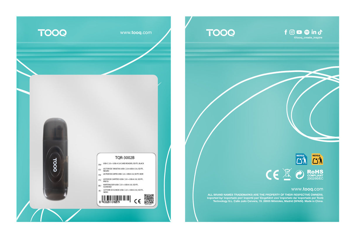 Lecteur de Cartes externe USB-A 3.0 TooQ TQR-3002B (Gris)