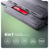 Station d'accueil portable USB-C 3.2 Axagon HMC-6GM2 avec lecteur SSD (Gris)
