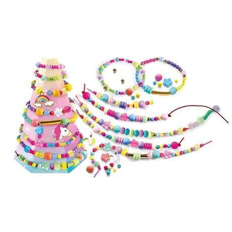 Clementoni - Crazy Chic - Coffret créatif Licorne - Créer tes bracelets en perles colorés avec charms et pompoms - Dés 7ans