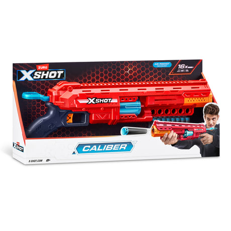 Lanceur de fléchettes - ZURU - X-SHOT Caliber - Barillet rotatif - Portée 27m - 16 fléchettes incluses