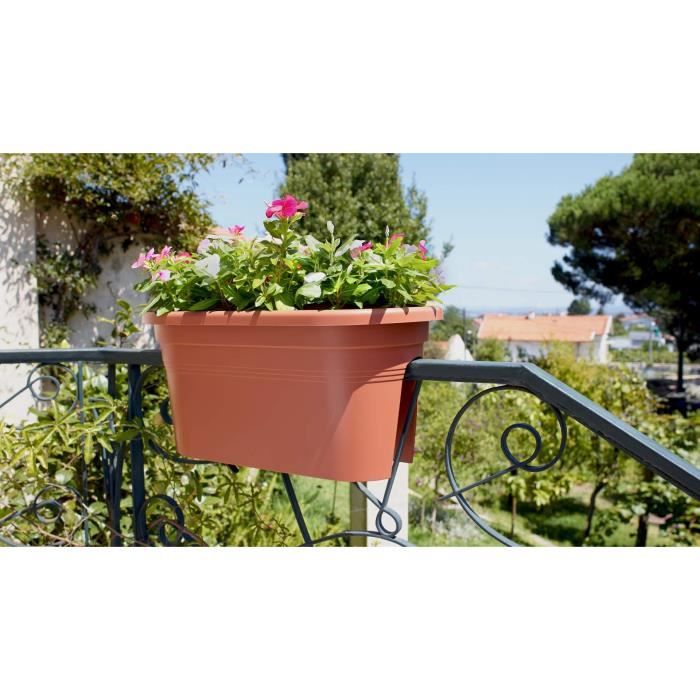 ARTEVASI Jardiniere pour balcon Venezia - 30 x 60 x H 27 cm - 18 L - Gris anthracite