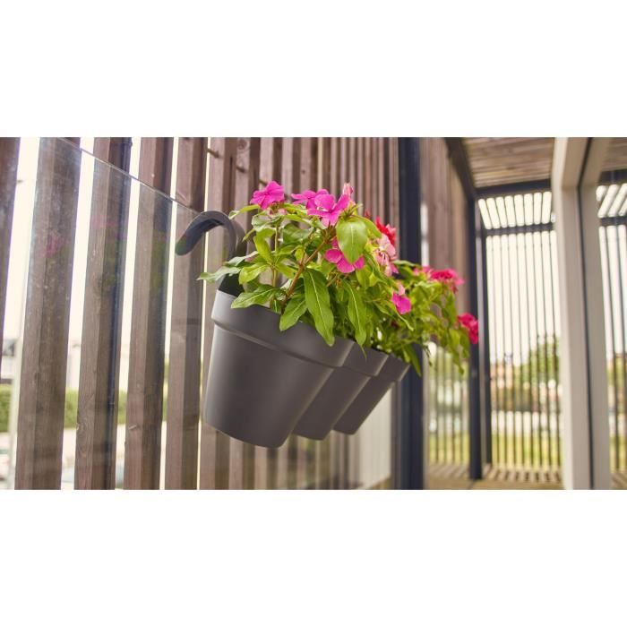 ARTEVASI Pot de fleurs pour balcon CAPRI Individ - Gris anthracite - 11L -  30,5 x 54 x H 28 cm