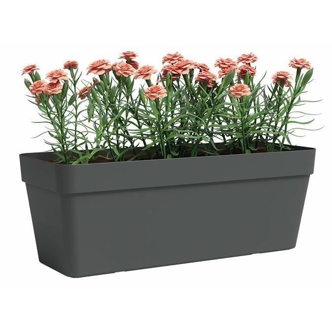ARTEVASI Jardiniere - Plastique - Anthracite - Rectangulaire - L49,9 x P20 x H18,1cm