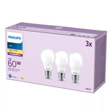 Ampoule LED - PHILIPS - Classic - 60 W - A60 E27 - Blanc chaud - Non dimmable x 3