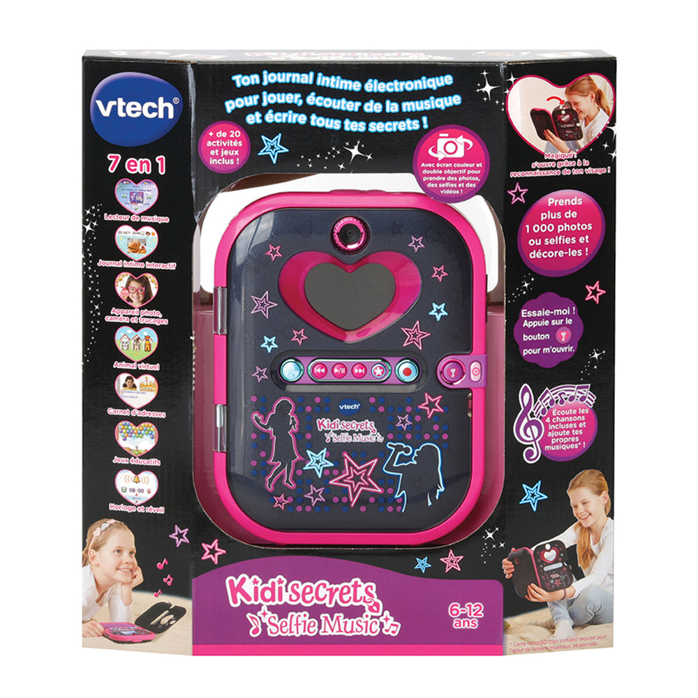 Agenda électronique VTECH Kidisecrets Selfie Music Noir avec lecteur MP3 pour filles de 6 a 12 ans