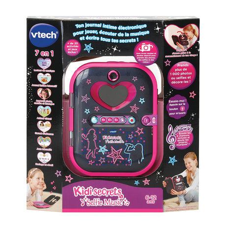 Agenda électronique VTECH Kidisecrets Selfie Music Noir avec lecteur MP3 pour filles de 6 a 12 ans