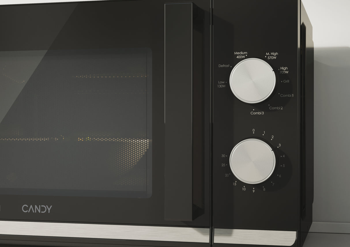 Micro-ondes Gril CANDY CMG20TNMB Moderna 20L 700W - Gril 900W - UI mécanique 6 niveaux de puissance - Fonction Décongélation poids