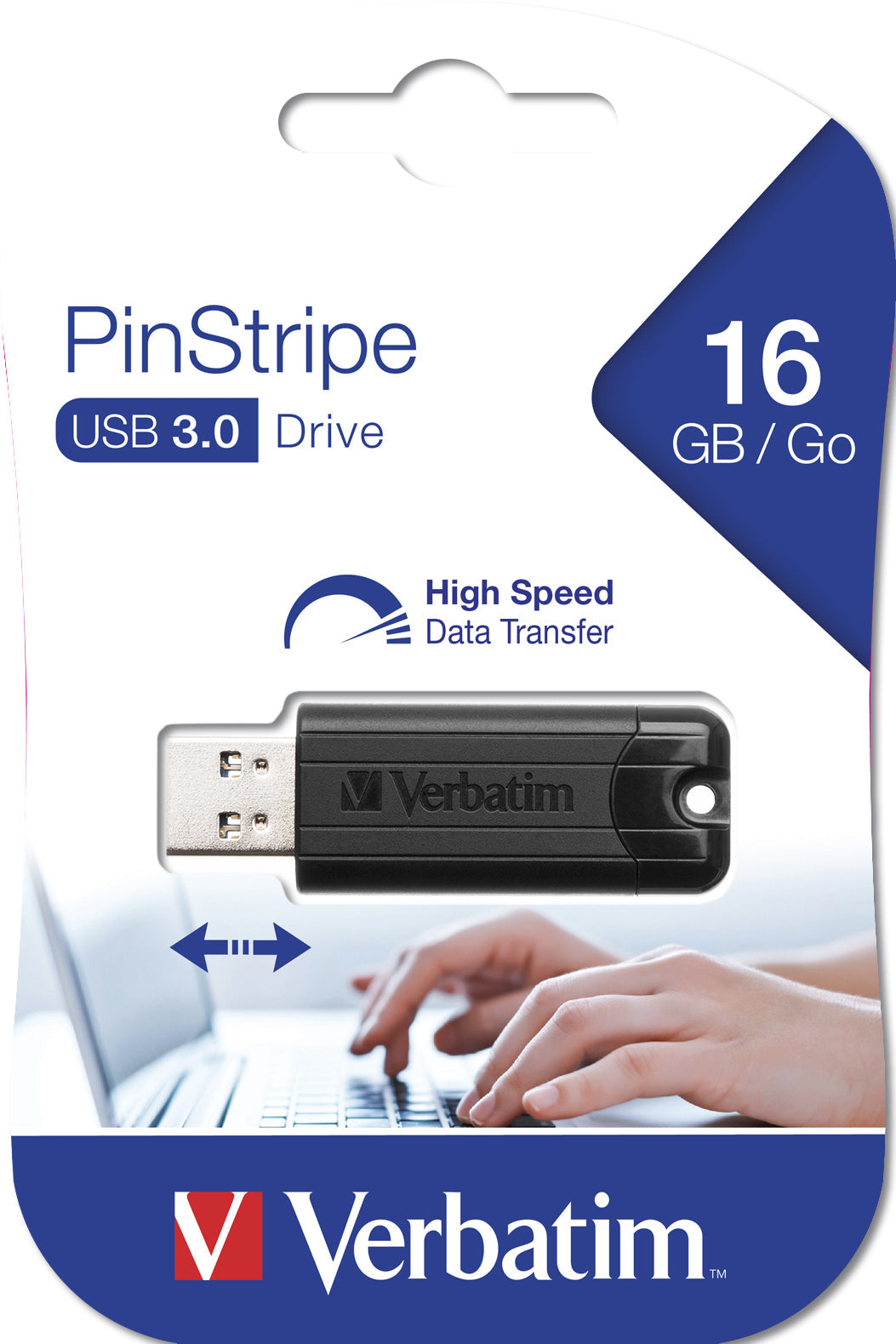 Clé USB 3.2 Verbatim PinStripe - 16Go (Noir)