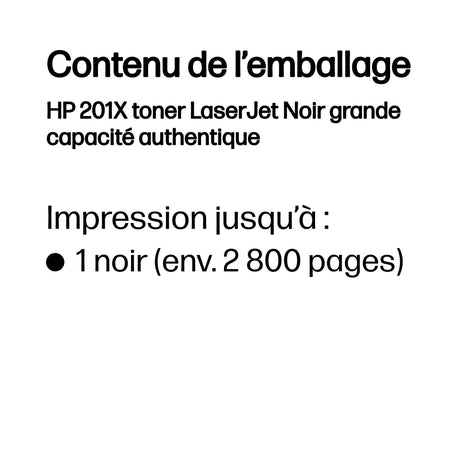 Cartouche de toner noir HP 201X grande capacité authentique pour HP Color LaserJet Pro M252/M274/M277