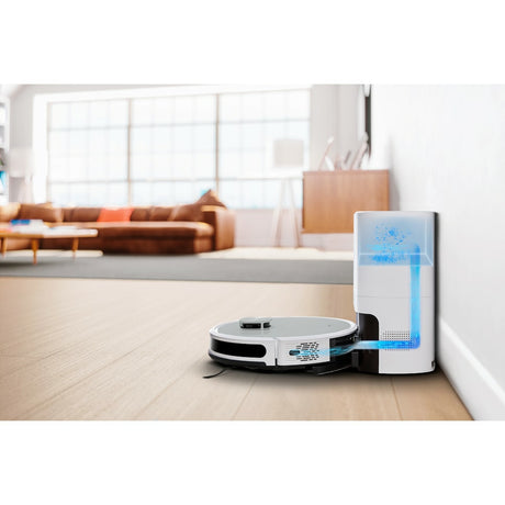 MEDION X21 SW - Robot Aspirateur Laveur avec Station de Vidange - Navigation Laser - Puissance 3000 Pa