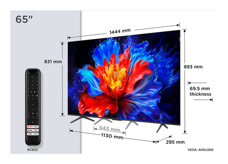 TCL 65P8K - TV QLED 65 (165 cm) - 4K UHD 3840x2160 - 144 Hz - Dolby Vision - Google TV  - 4xHDMI 2.1 - WiFi