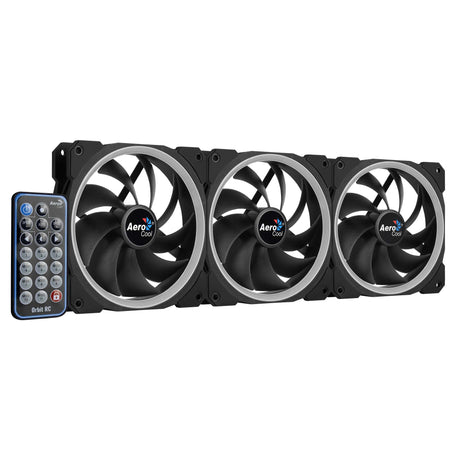Lot de 3 Ventilateurs de boitier AeroCool Orbit RC RGB 12cm (Noir) avec télécommande