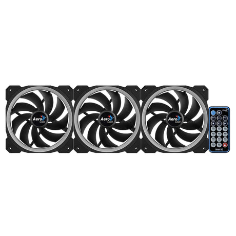 Lot de 3 Ventilateurs de boitier AeroCool Orbit RC RGB 12cm (Noir) avec télécommande
