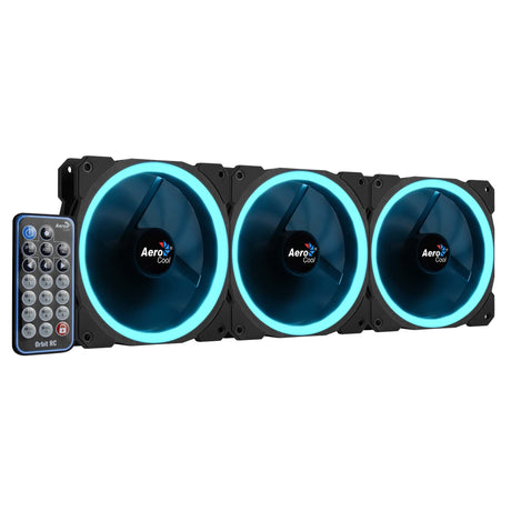 Lot de 3 Ventilateurs de boitier AeroCool Orbit RC RGB 12cm (Noir) avec télécommande