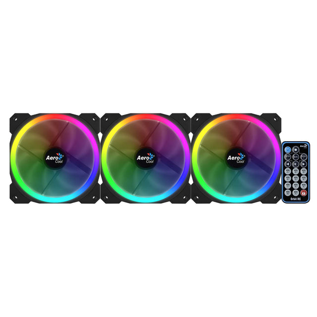 Lot de 3 Ventilateurs de boitier AeroCool Orbit RC RGB 12cm (Noir) avec télécommande