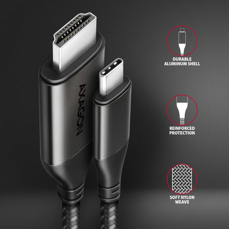 Câble Adaptateur Axagon USB-C vers HDMI 2.0a 1,8m MM (Noir)