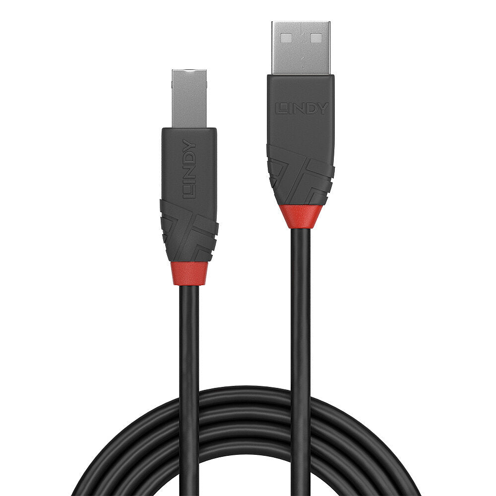Cable Lindy USB 2.0 type A - B M/M 3m (Noir/Rouge)