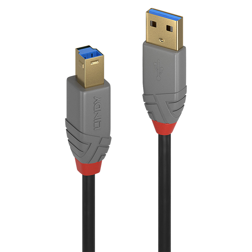Cable Lindy USB 3.0 type A - B M/M 3m (Gris/Noir)