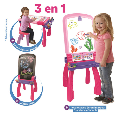 Chevalet Interactif 3 en 1 VTECH - Rose - Pour Fille - A partir de 3 ans