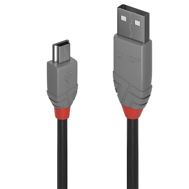 Cable Lindy USB 2.0 type A - Mini B M/M 5m (Gris)