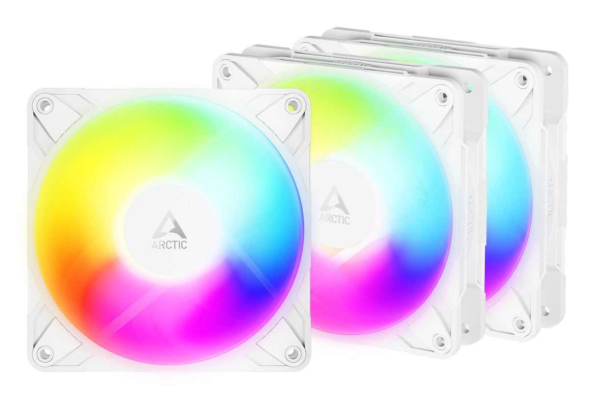 Lot de 3 Ventilateurs de boitier Arctic P12 Pro Reverse RGB - 12cm (Blanc)