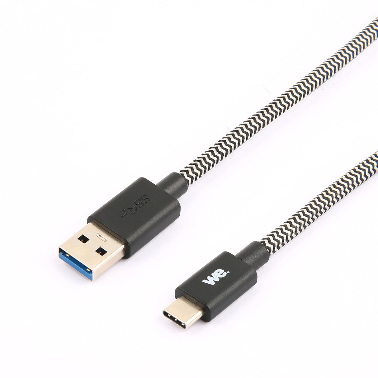 C ble USB-C m le/USB A m le tressé 1 m - USB 3.1 gen 2 - noir et blanc ne s'emm