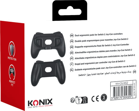 Paire de supports Joy-Con - KONIX - Nintendo Switch 2 - Forme de manette classique - Noir