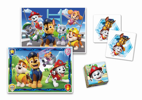 Clementoni - Edukit - Pat'Patrouille - Coffret d'activités préscolaire 4 en 1 - Puzzles, Cubes et Mémo - Fabriqué en Italie