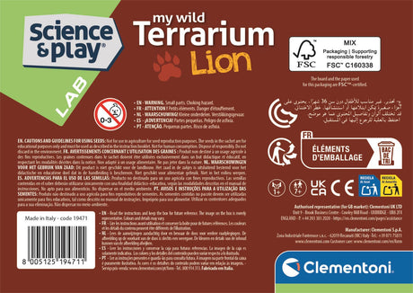 Mini Terrarium - Clementoni - Lion - Jeu de sciences et d'expériences - Des 7 ans - Fabriqué en Italie