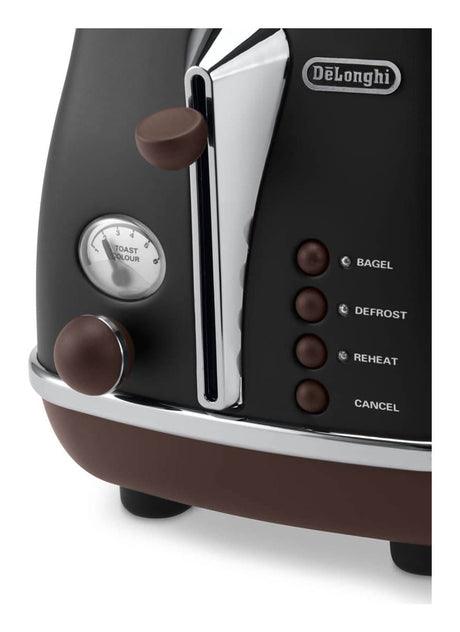 Grille-pain - DELONGHI - CTOV2103.BK - 900 W - 2 fentes - Noir mat / Chocolat