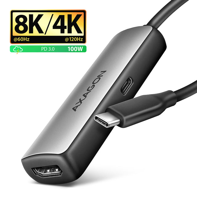 Adaptateur USB-C Axagon vers HDMI 2.1 M/F 15cm (Gris)
