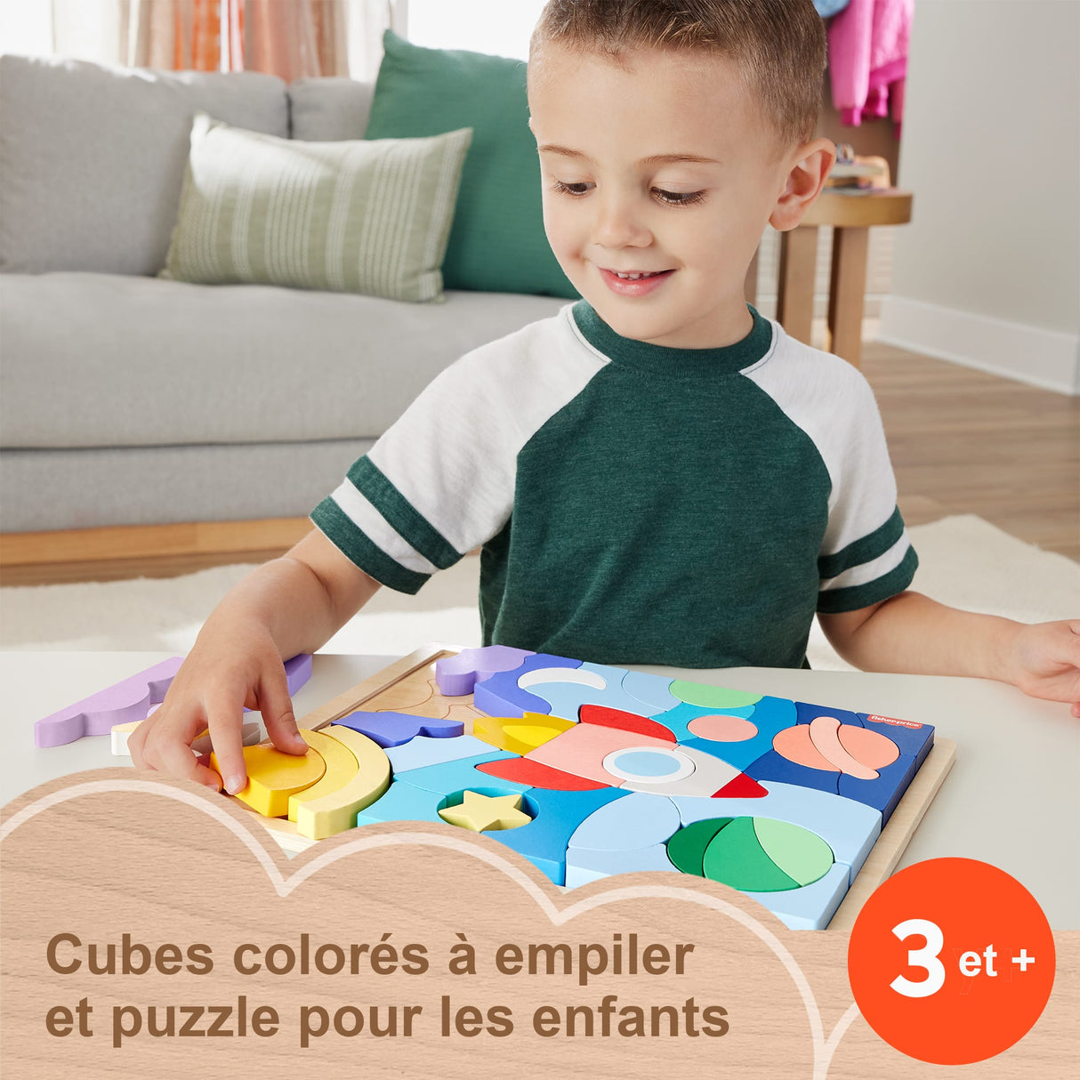 FISHER-PRICE Puzzle en Bois L'Espace-Puzzle 42 pieces pour les petits - Fisher-Price - HXY42