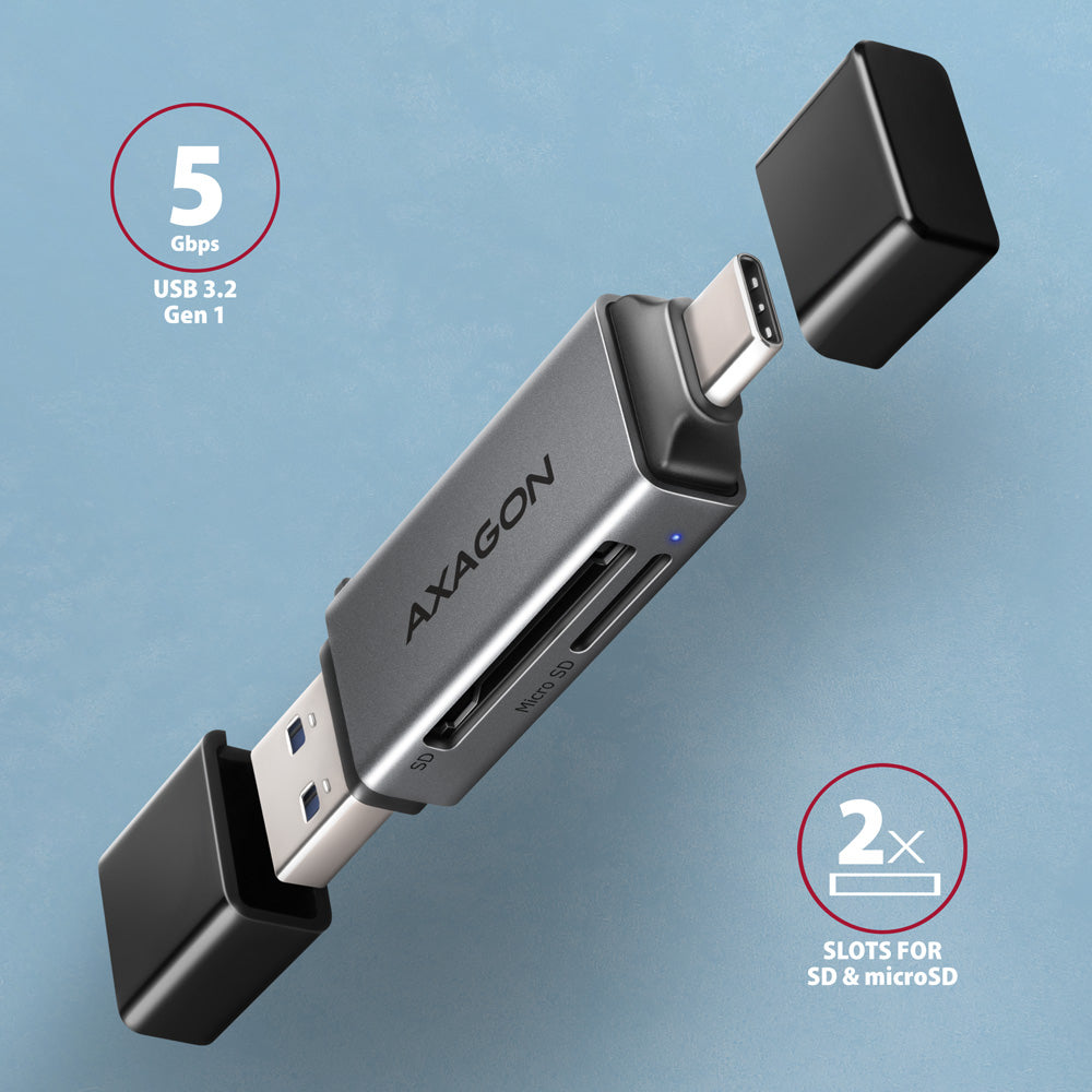 Lecteur de Cartes USB-C 3.2 Axagon CRE-DAC (Gris)