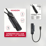 Adaptateur USB-C 3.2 Axagon ADSA-FP2C vers S-ATA 2,5" SSD/HDD auto-alimenté