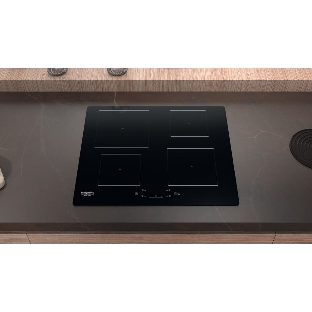 Table de cuisson induction - HOTPOINT - 4 foyers - L60 cm - HQ5660SNE - 7200 W - Revetement verre noir