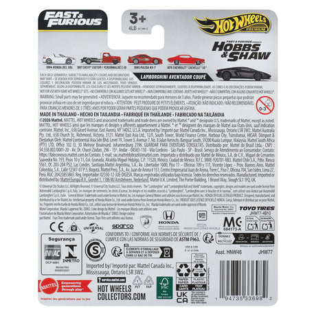 Voiture - Hot Wheels - Fast & Furious - Métal premium - Échelle 1/64 - Multicolore