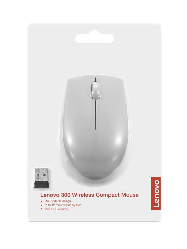 Souris sans fil LENOVO 300 - Compacte - Autonomie longue durée - Gris