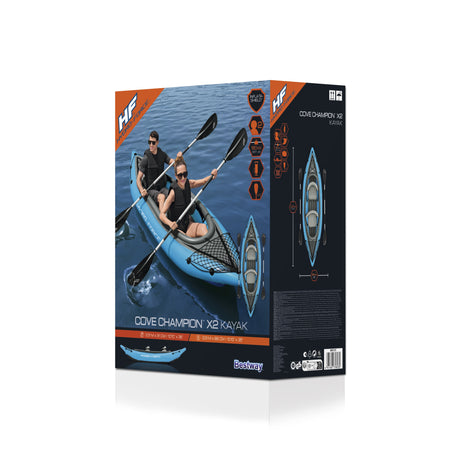 Kayak gonflable - BESTWAY - Cove Champion X2 Hydro-Force - 331x88cm - 2 places - 180kg max - 2 pagaies, 2 ailerons amovibles +