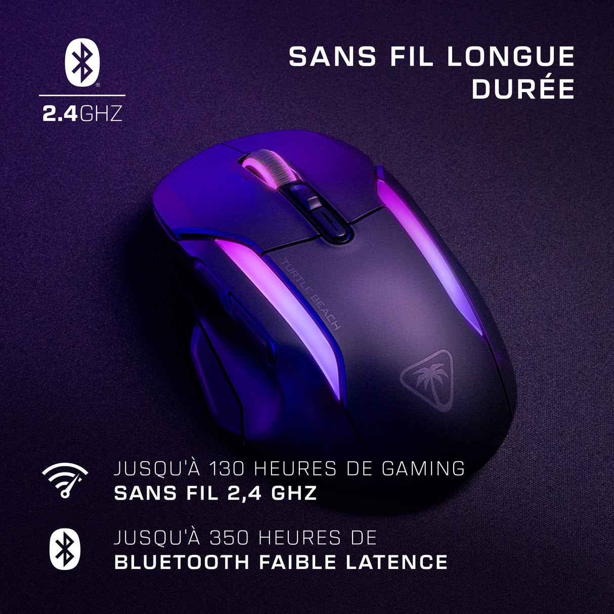 Souris gaming sans fil - Turtle Beach Kone™ II Air - Ergonomique - Noir, Bluetooth, 26 000 DPI, molette 4D