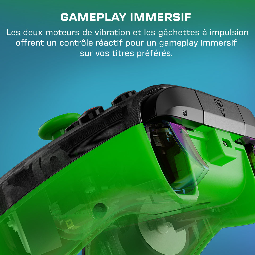 Manette de jeu - Xbox Series X|S, Xbox One et PC - Rematch Core - RGB - Filaire - Camouflage Noir / Vert - TURTLE BEACH
