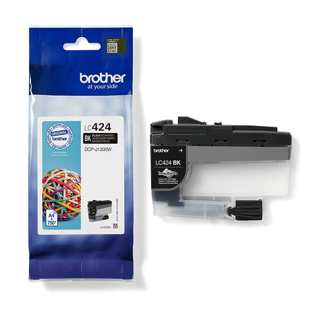 Cartouche d'encre LC424BK - BROTHER - Noir haute capacité de 750 pages - Pour DCP-J1200W