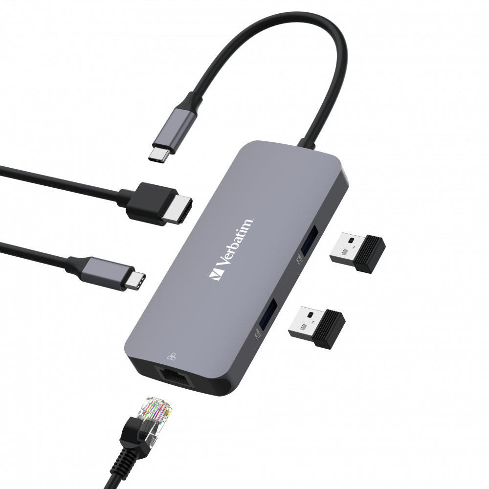 Station d'accueil portable USB-C 3.2 Verbatim Hub Pro Multiports 5 (Gris)